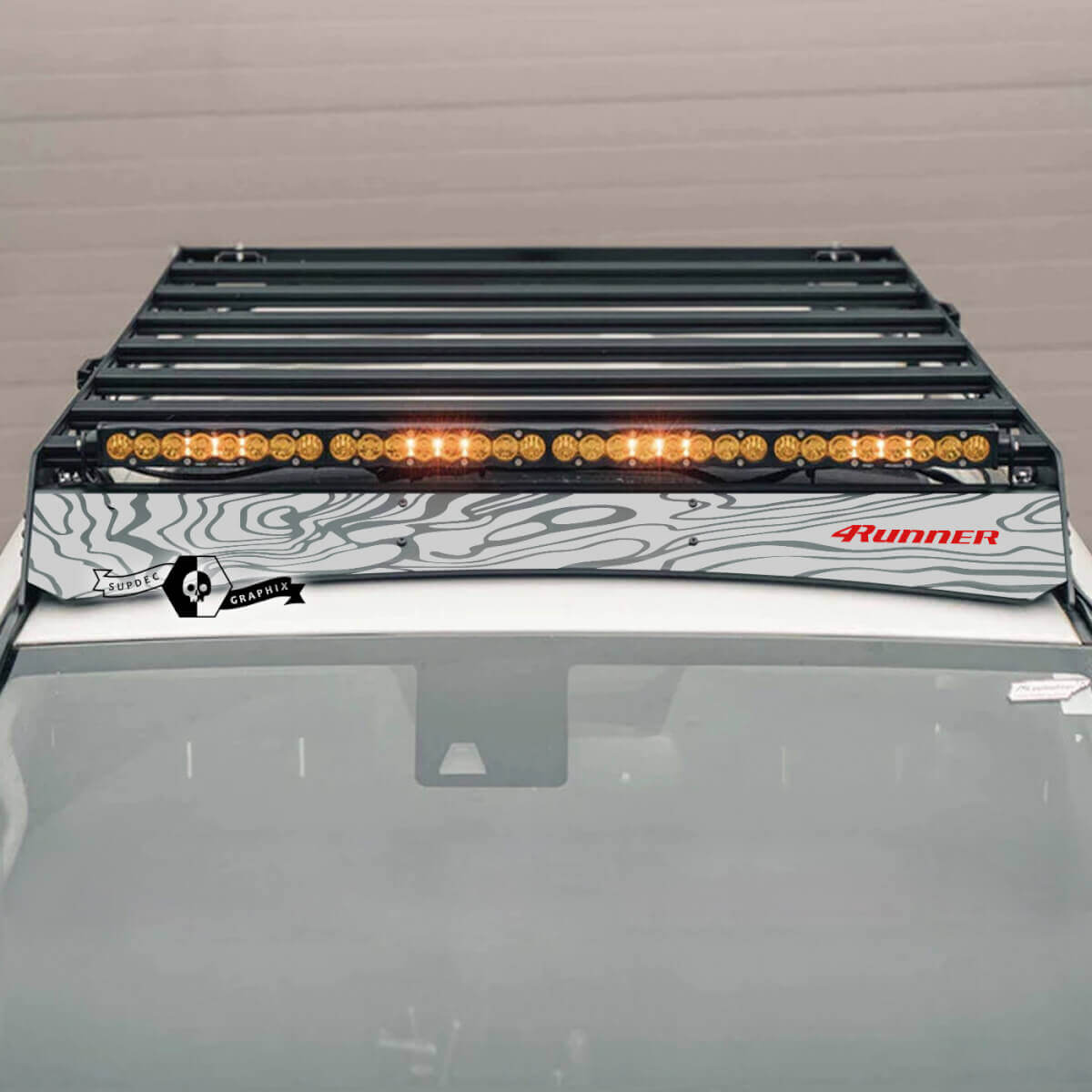Vinilo Adhesivo para Portaequipajes de Techo Estilo Topográfico para Toyota 4Runner 2014-2023