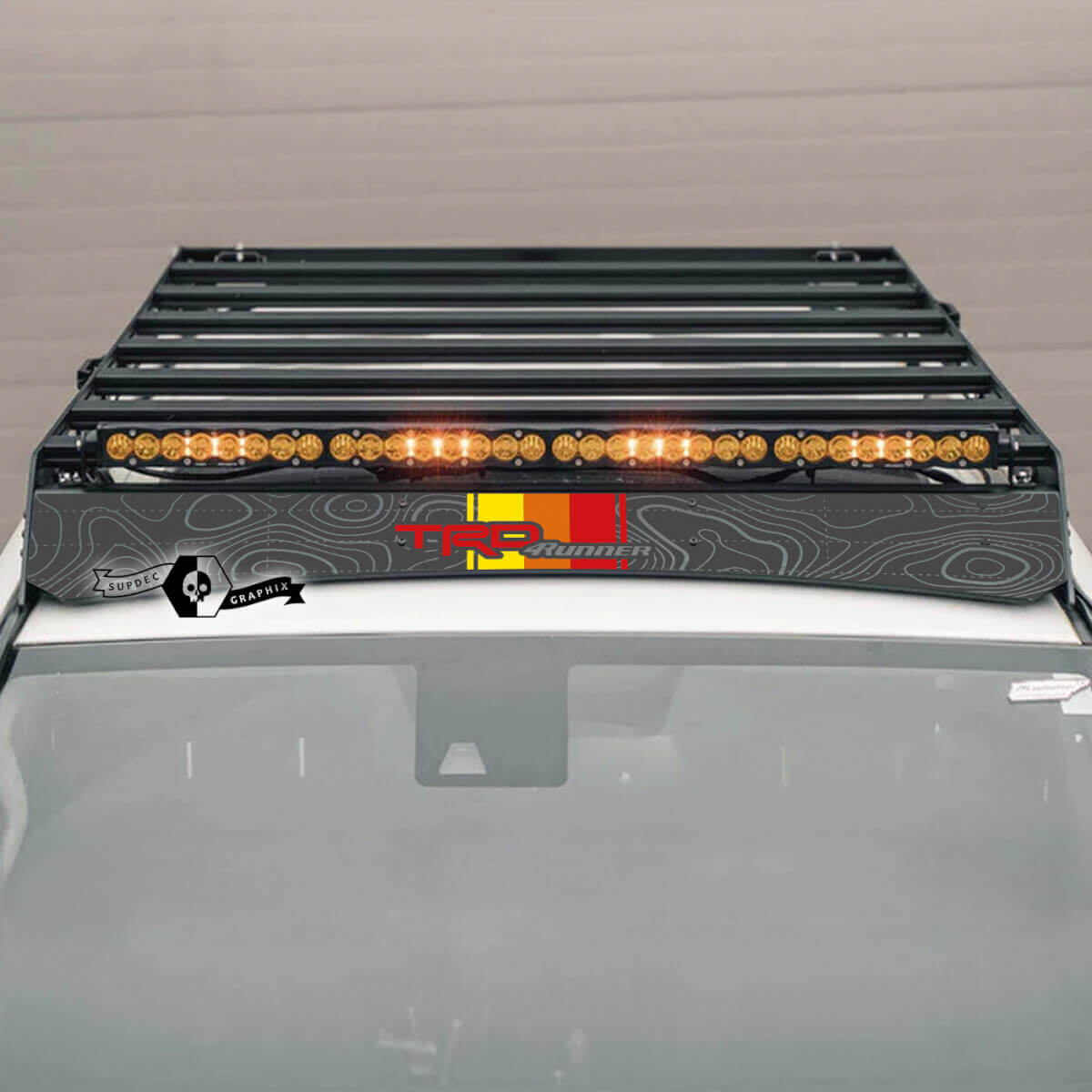 Calcomanía de vinilo para portaequipajes en techo estilo mapa topográfico TRD para Toyota 4Runner 2014-2023