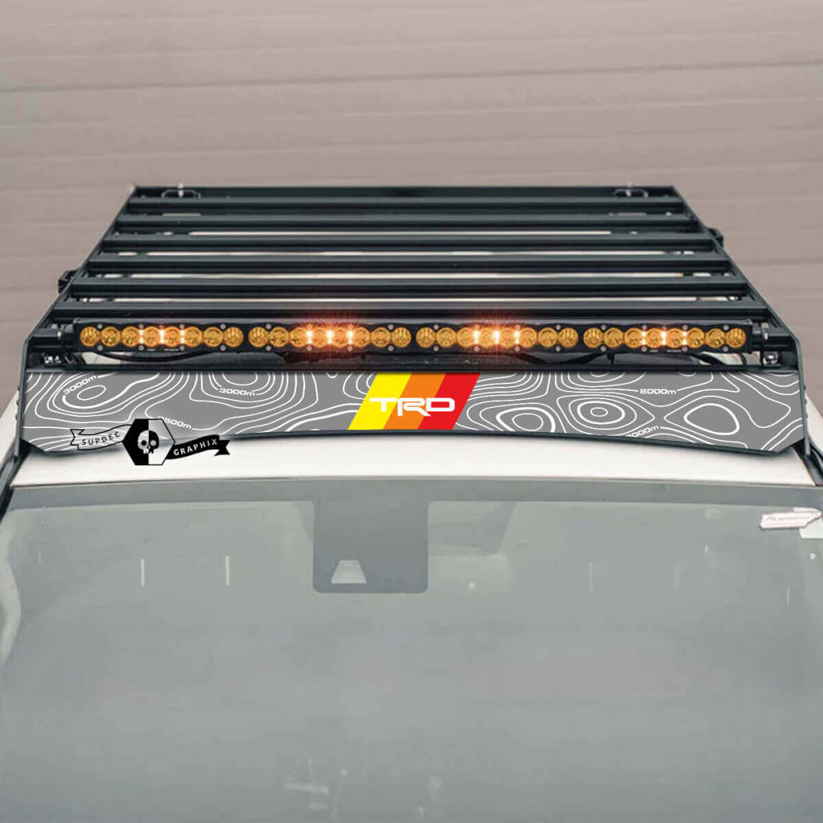 Calcomanía de vinilo de estilo vintage topográfico TRD para portaequipajes de techo Toyota 4Runner 2014-2023