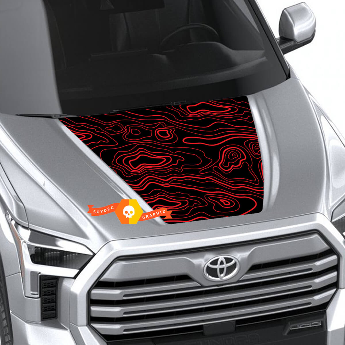Mapa topográfico de capó TRD 4X4 Off Road Wrap Decal para Toyota Tundra 3rd 2021 - up Sticker Graphics SupDec Design
