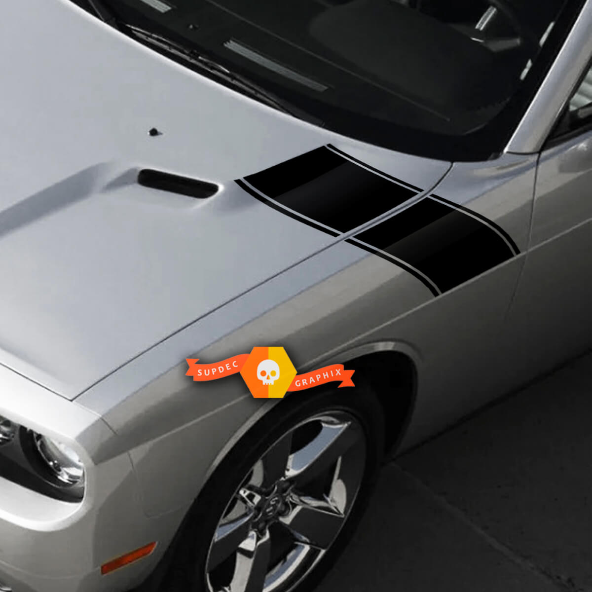 Par Dodge Challenger Hood Fender Side Stripe Up Trim Racing Stripes pegatinas calcomanías para 2009-2014
