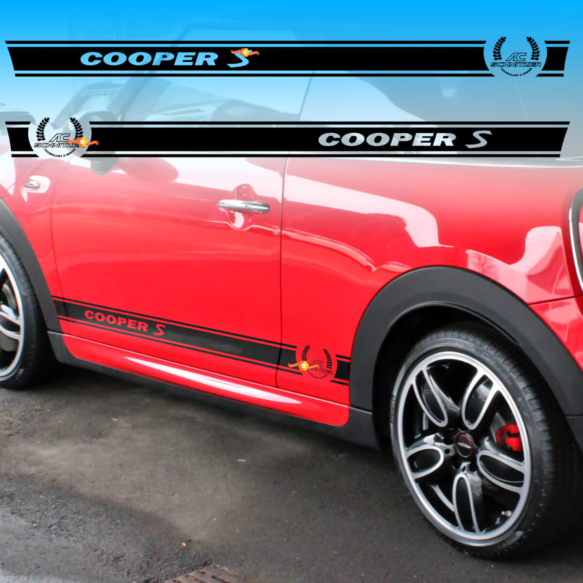AC Schnitzer Vinilo Adhesivo Calcomanía rayas laterales aptas para Mini COOPER S
