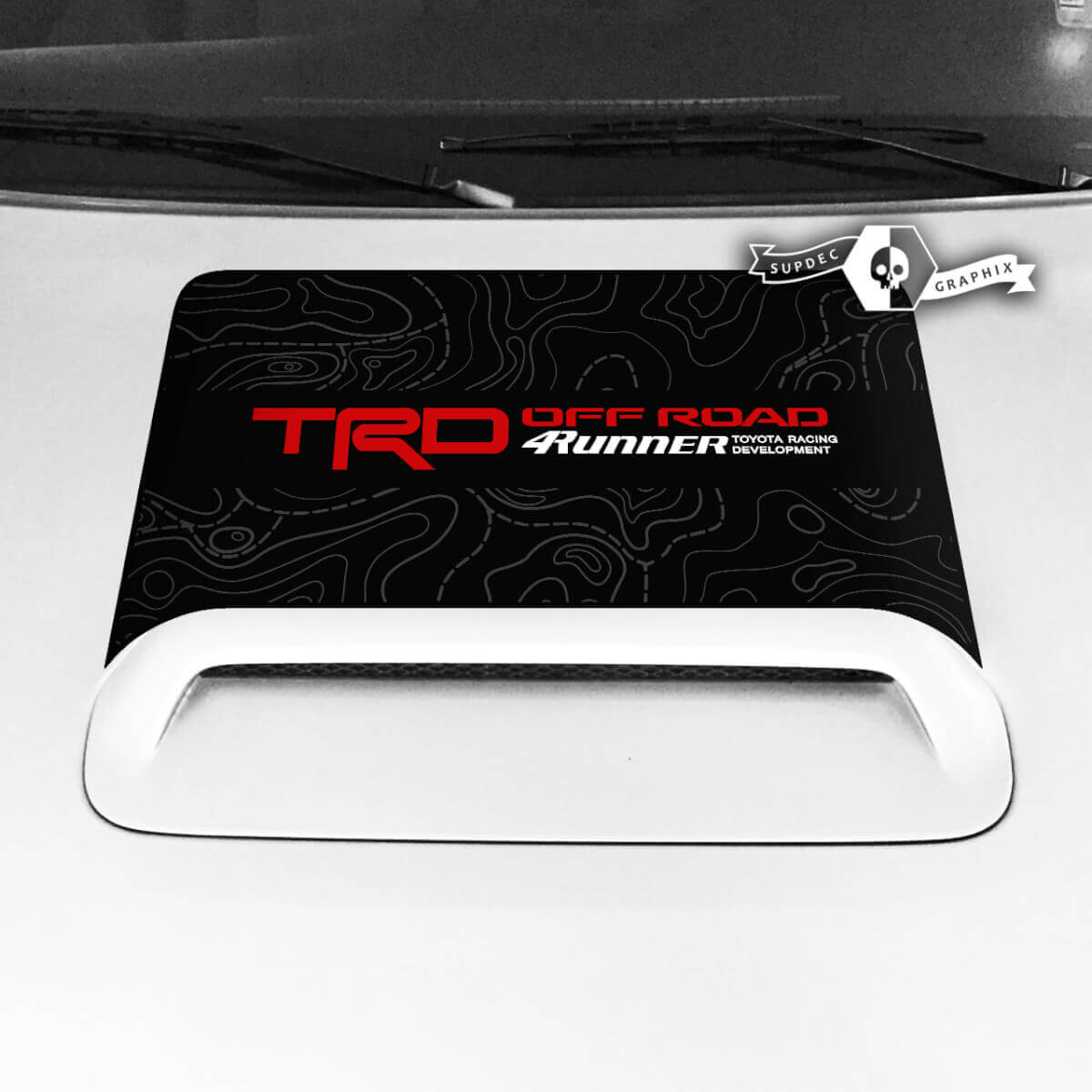 Toyota 4runner TRD Off Road Hood Scoop Pegatina Calcomanía Mapa topográfico gráfico 4 colores 2020 2021 2022 2023
