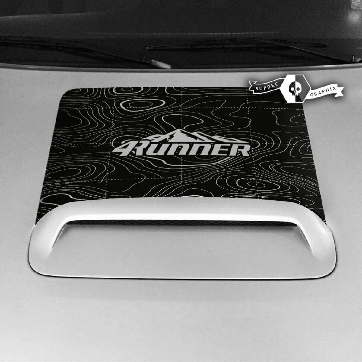 Vinilo adhesivo con diseño de toma de aire en capó de mapa topográfico para Toyota 4Runner TRD Off Road 2020-2023
