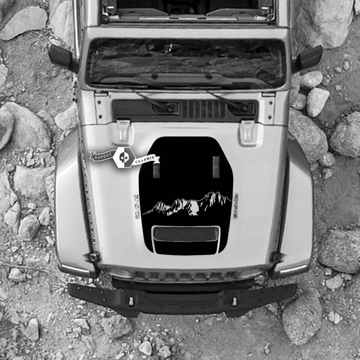 Capó para 2021 2022 2023 Jeep Mountains Wrangler Rubicon pegatina gráficos vinilo SupDec diseño
