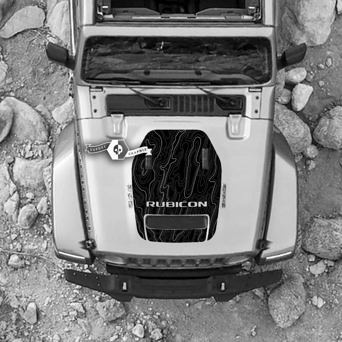 Capó para 2021 2022 2023 Jeep Mountains Wrangler Logo Rubicon pegatina gráficos vinilo SupDec diseño
