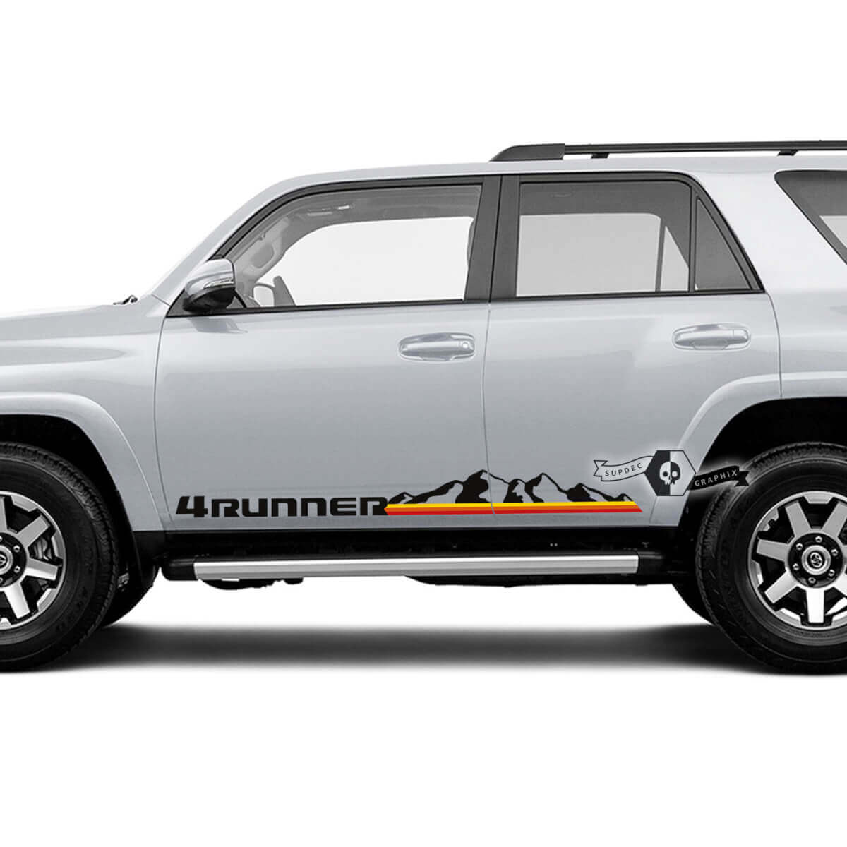 Pegatina de vinilo con montañas y franjas retro para la puerta lateral del Toyota 4Runner 2009-2024