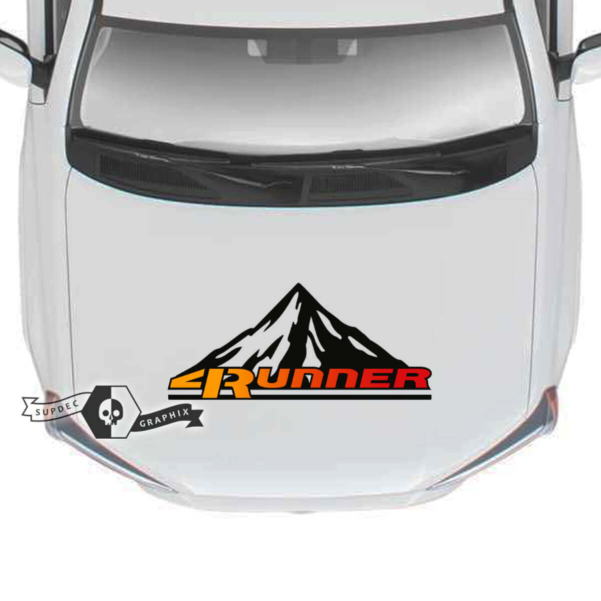 Hood 4Runner 2023 Old School Sunset Vinilo Montañas Bosque Calcomanías Pegatinas para Toyota 4Runner TRD
