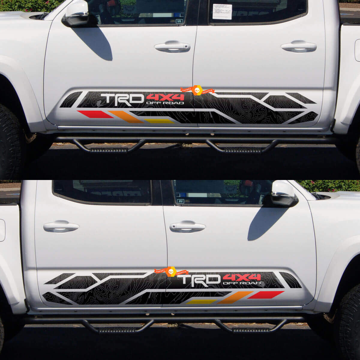 Kit de vinilos para paneles laterales topográficos TRD 4x4 Off Road para Toyota Tacoma Tundra