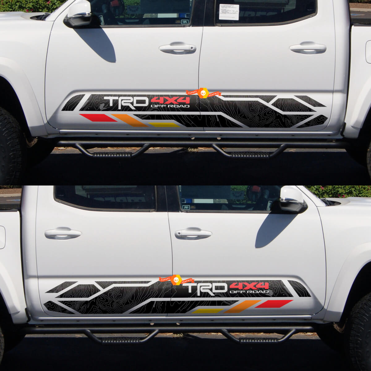 Par de calcomanías de vinilo pegatinas 4X4 Tacoma Toyota TRD todoterreno  camión puertas laterales fragmentos estilo