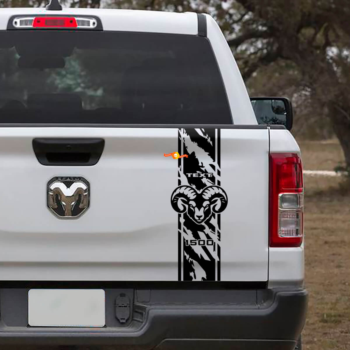 Calcomanía adhesiva de vinilo para el portón trasero con franjas estilo desgastado Hemi para Dodge Ram 1500