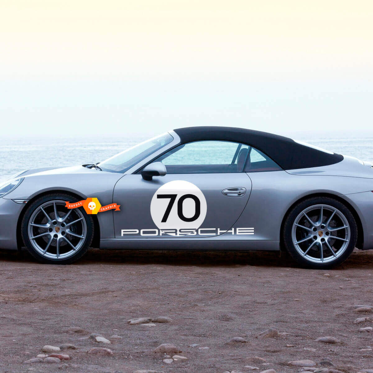 Kit de vinilos adhesivos de emblema redondo estilo Heritage para puerta lateral Porsche 911 Speedster