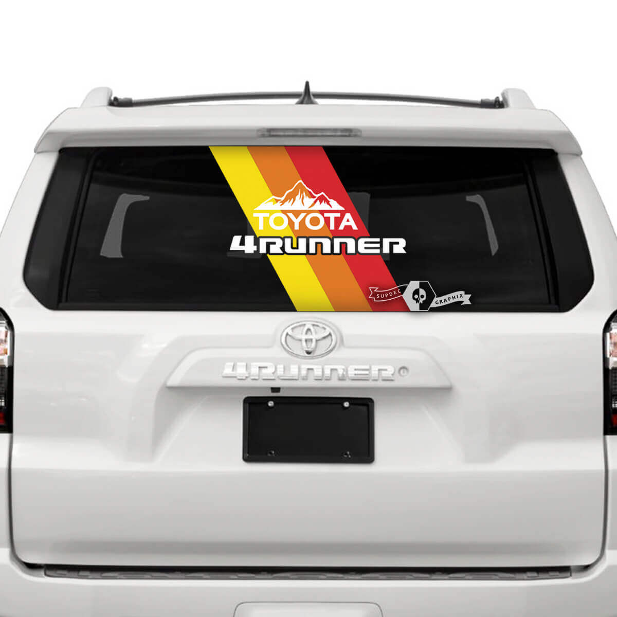Calcomanías de vinilo de rayas retro con montañas para la ventana trasera de Toyota 4Runner 2013-2023