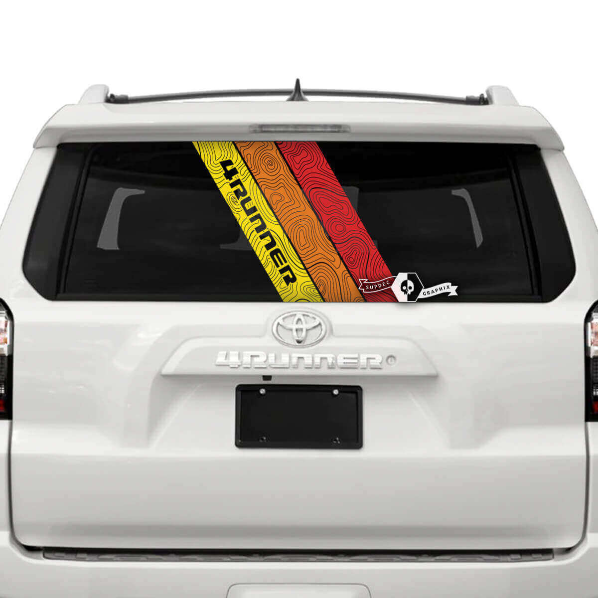Calcomanía de vinilo para ventana trasera con rayas vintage topográficas para Toyota 4Runner 2013-2023