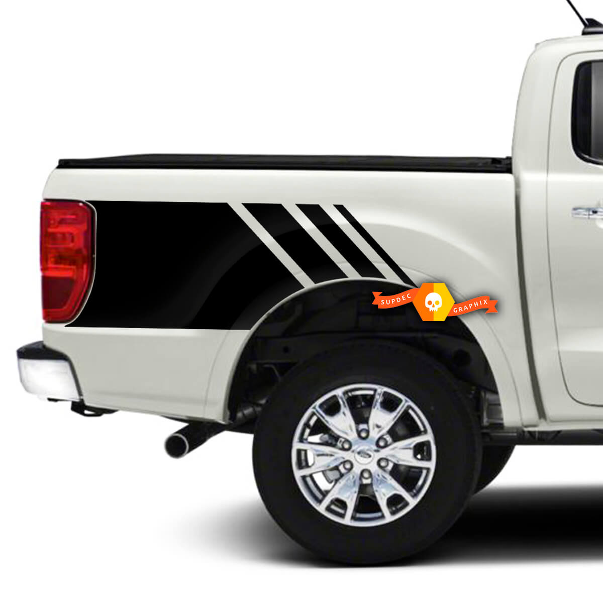 Par de calcomanías de rayas laterales para cama, calcomanías de vinilo con gráficos envolventes para Ford F150 F-150
