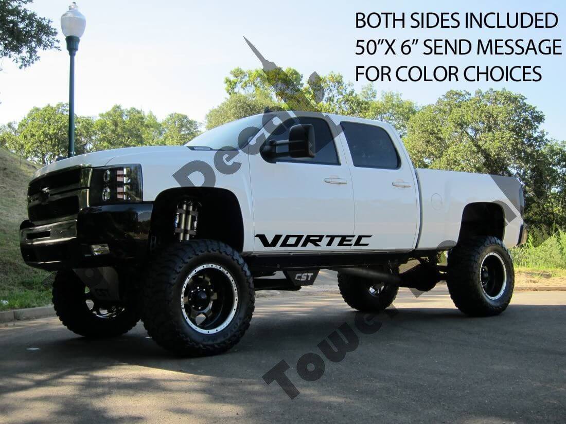 Kit de Calcomanías Laterales de Vinilo Vortec para Puertas de Camionetas Chevy Silverado GMC