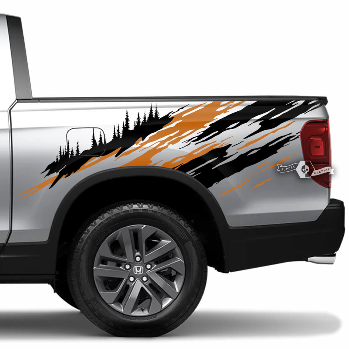 Calcomanía adhesiva de vinilo para guardabarros trasero forestal estilo desgastado para Honda Ridgeline