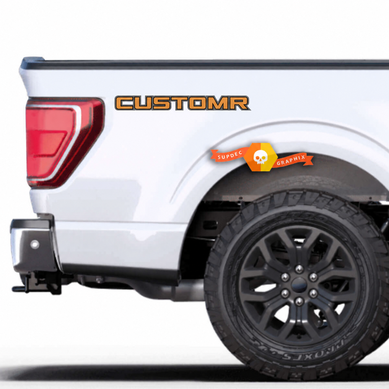 CUSTOMR Orange Shadow Lettering Pair Lateral de la caja Adhesivo de vinilo para Ford F-150