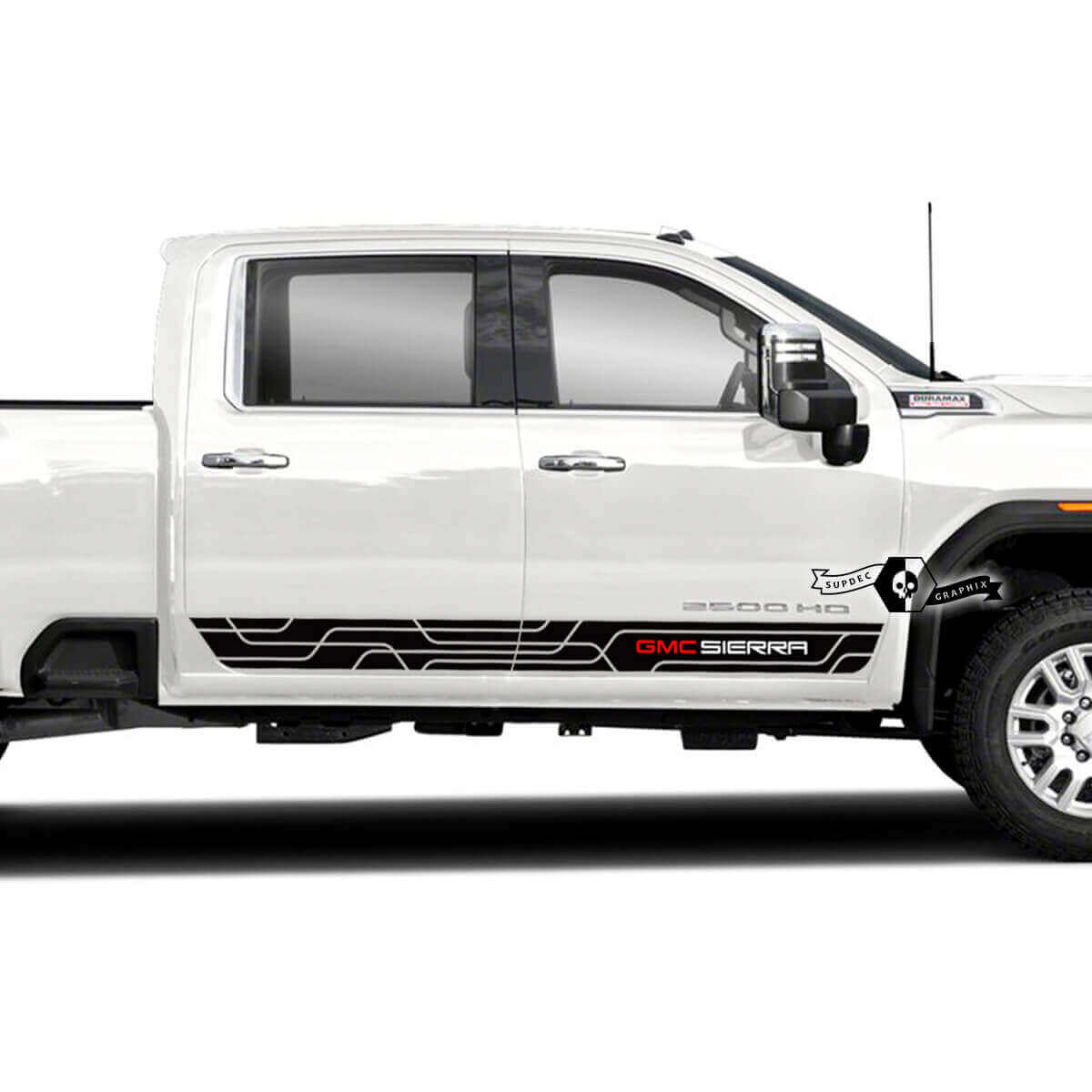  Kit de vinilos adhesivos con franjas laterales de puerta con marca para GMC Sierra 2500HD