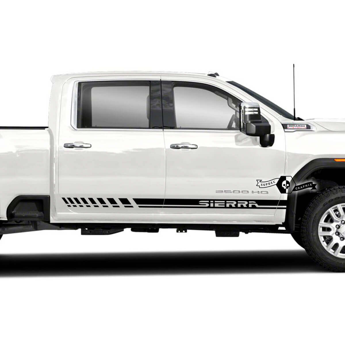 Calcomanía de Vinilo con Rayas a Cuadros para Puerta GMC Sierra 2500HD 2022