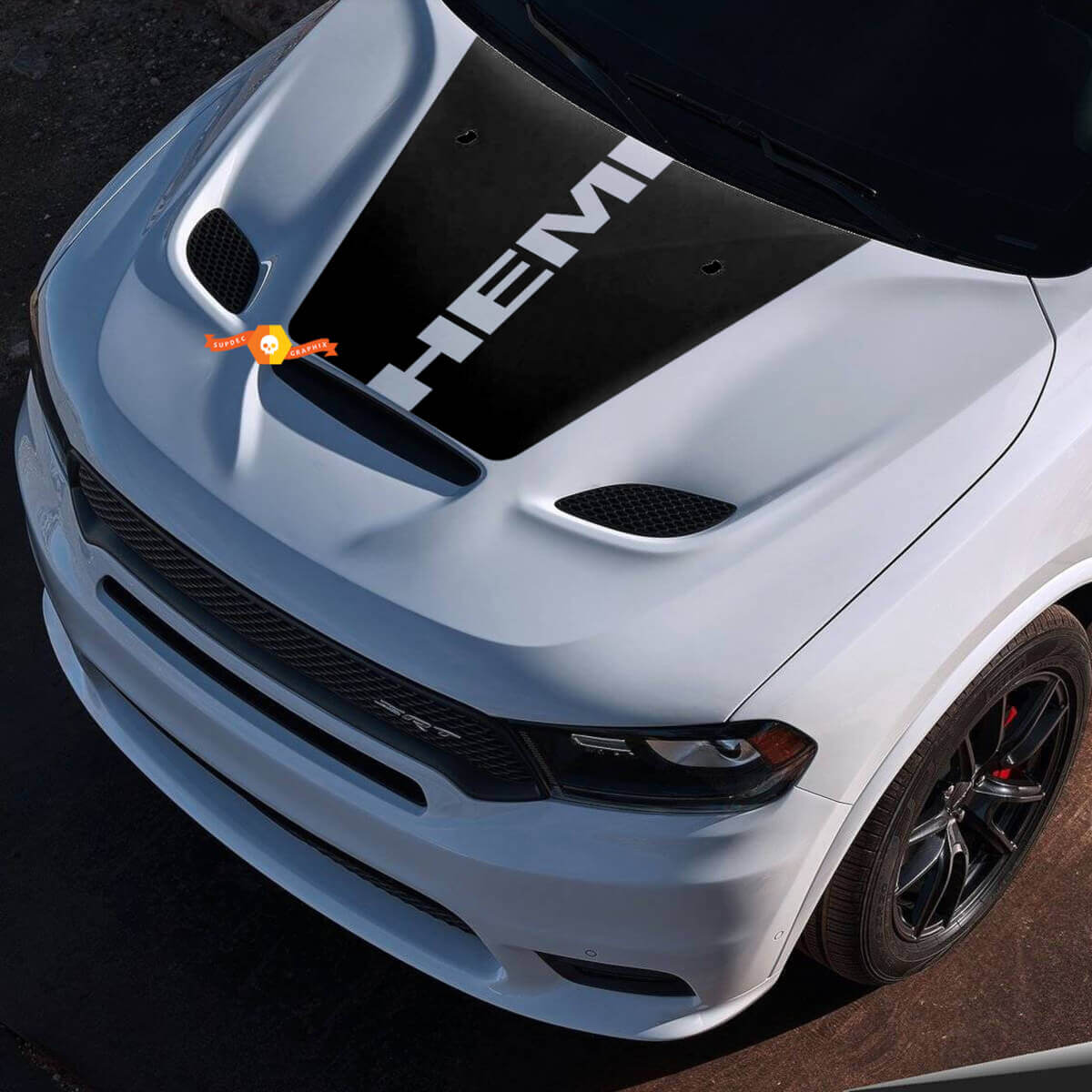 Calcomanía adhesiva personalizada para inserto del capó en negro para Dodge Durango SRT Hemi
