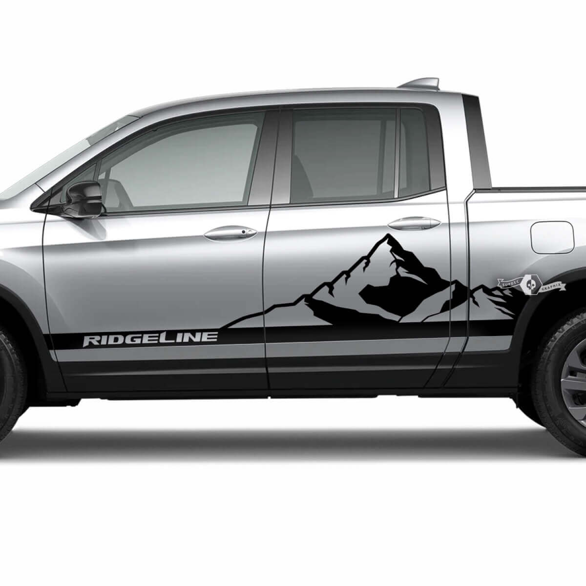 Par 2023 Honda Ridgeline Mountains vinilo cuerpo puertas calcomanía gráficos
