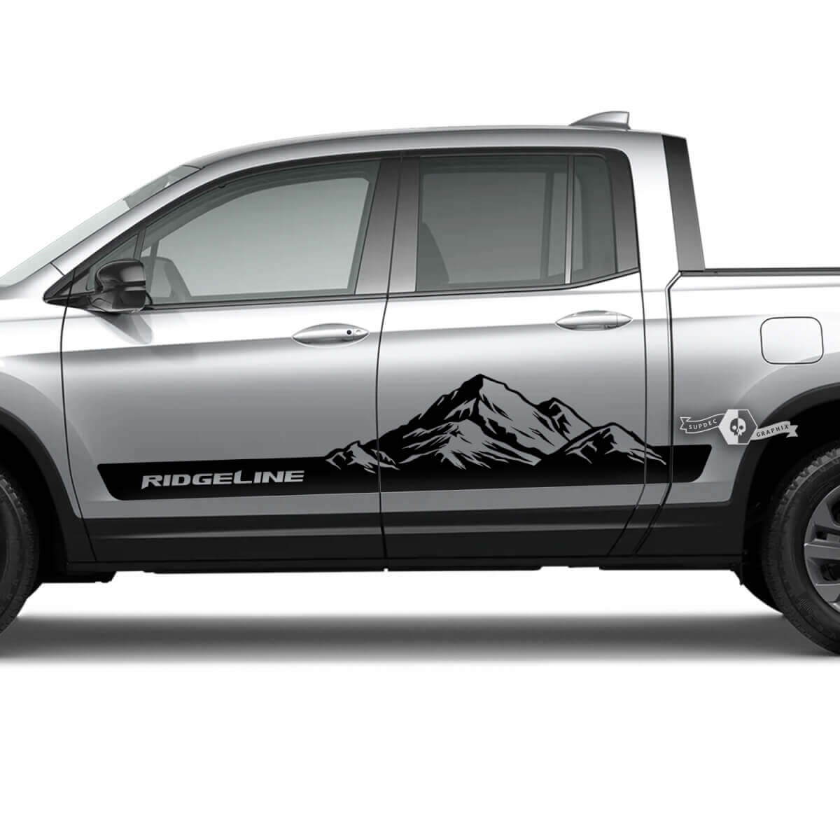 Par 2023 Honda Ridgeline Mountains Vinilo Cuerpo Puertas laterales Calcomanía Gráficos
