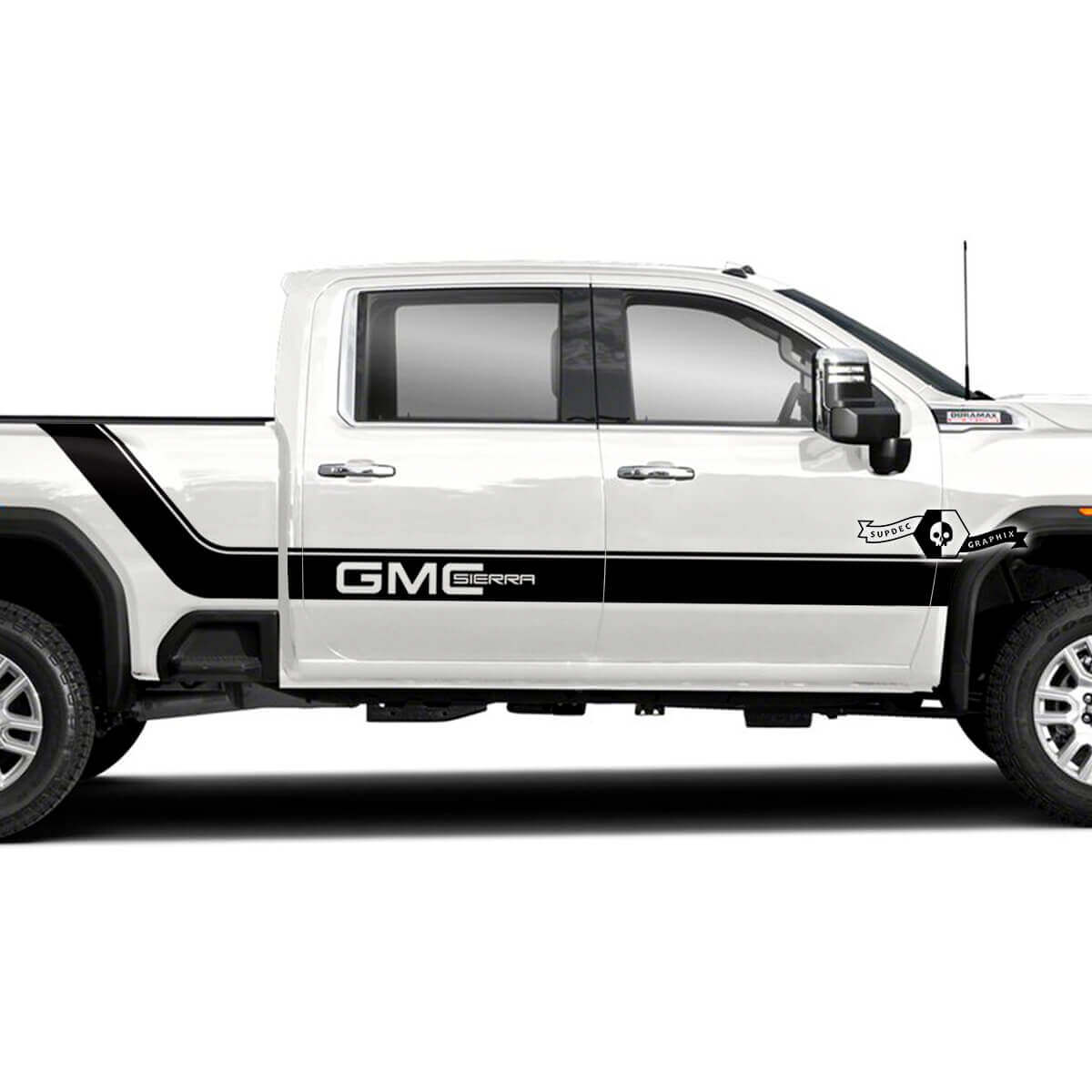 Kit de Calcomanías de Vinilo con Letras GMC y Rayas Laterales Curvadas para GMC Sierra 2500HD