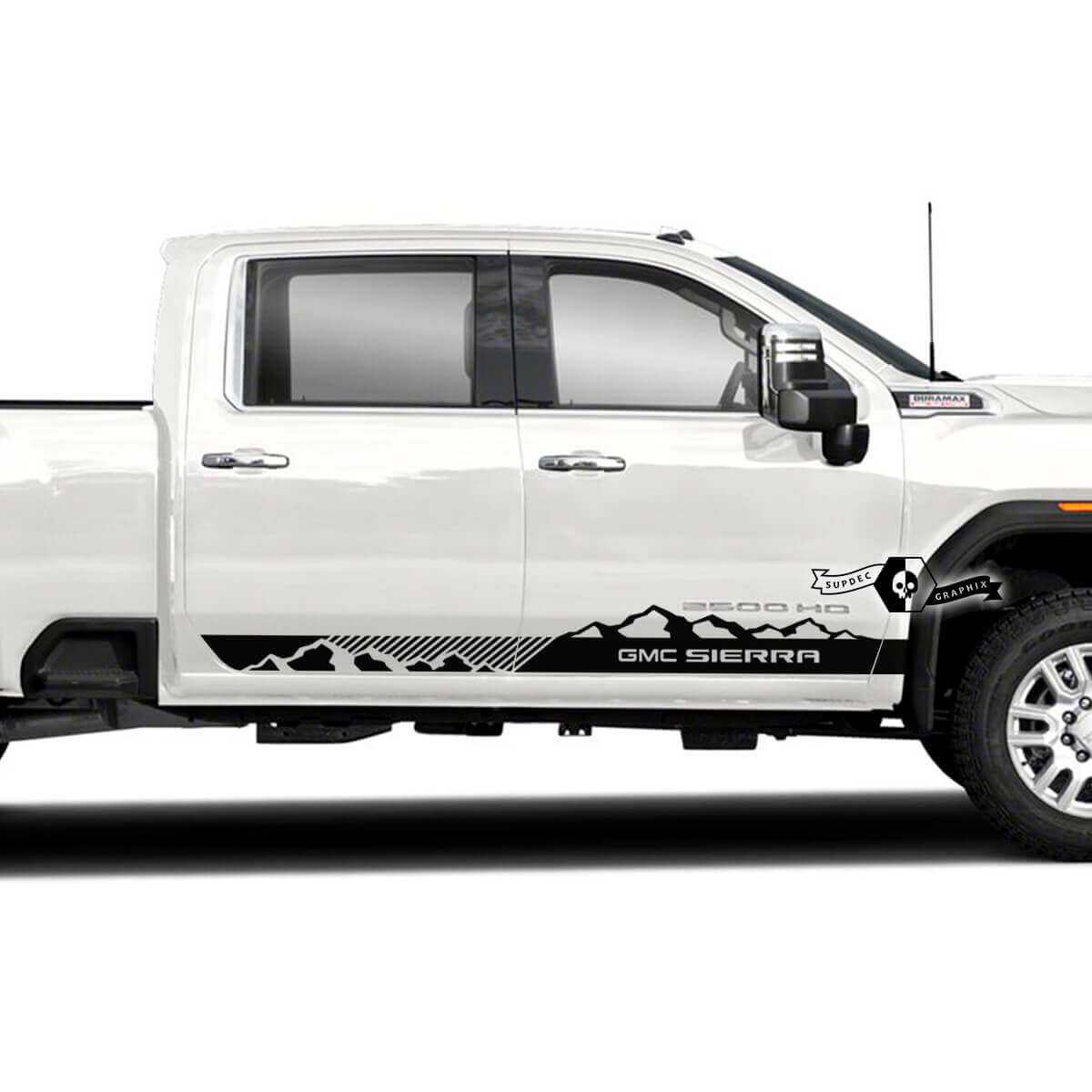 Kit de Vinilo con Rayas Laterales Estilo Montaña para Puertas para GMC Sierra 2500HD 2022-23