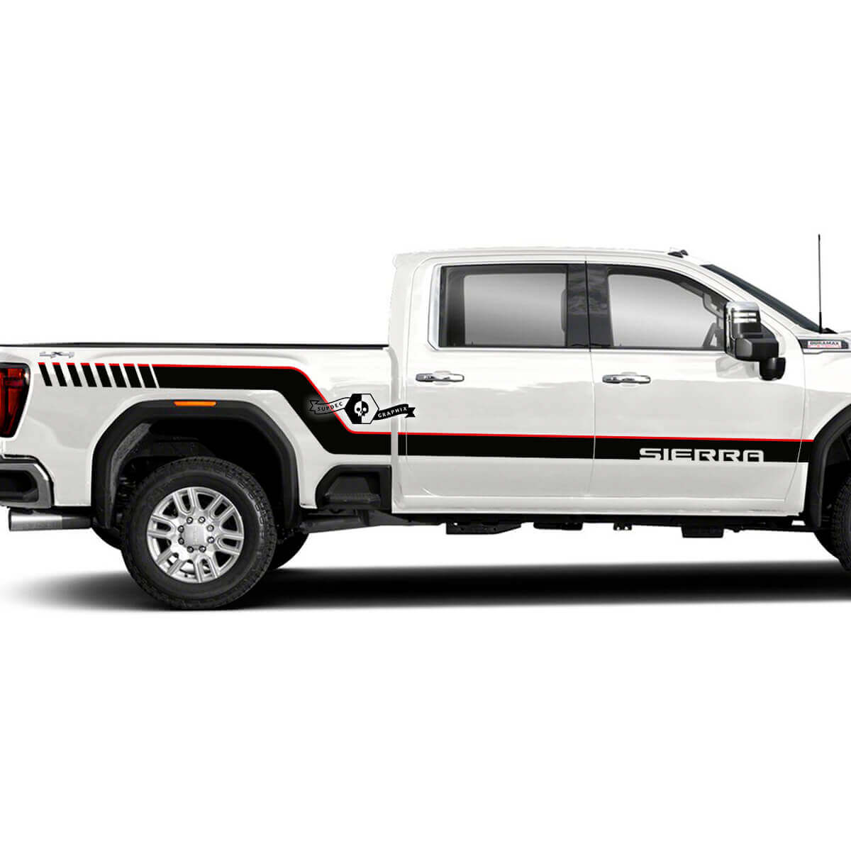 Kit de Pegatinas de Vinilo con Franjas Laterales Curvadas para GMC Sierra 2500HD 2022