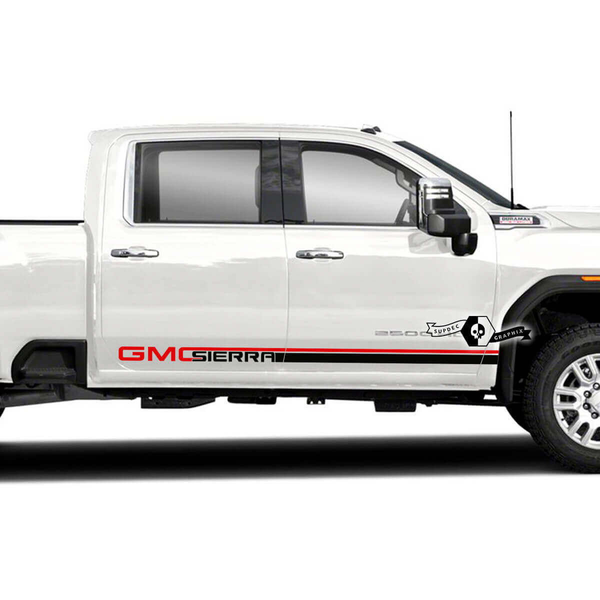 Vinilos adhesivos de franjas para puertas de doble lado, juego para GMC Sierra 2500HD
