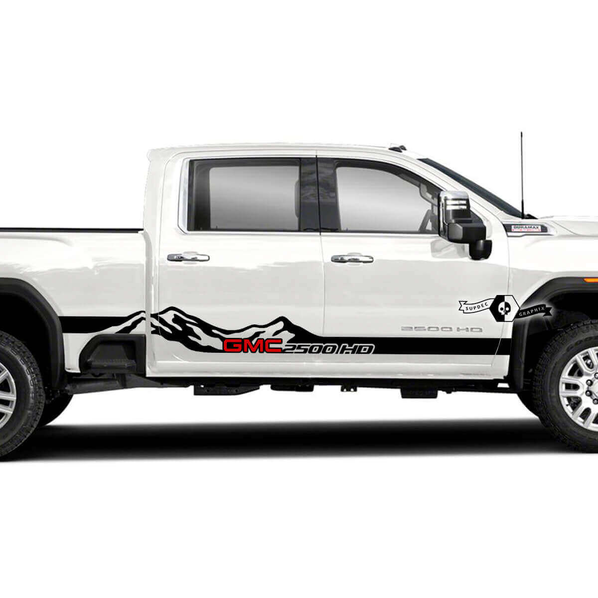 Calcomanía de vinilo con rayas laterales estilo montañas para GMC Sierra 2500HD 2022