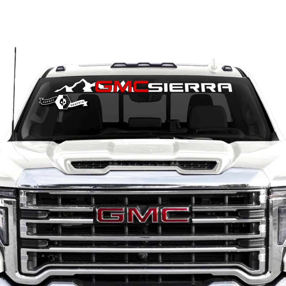 Calcomanía de vinilo estilo montaña para parabrisas para GMC Sierra 2500HD