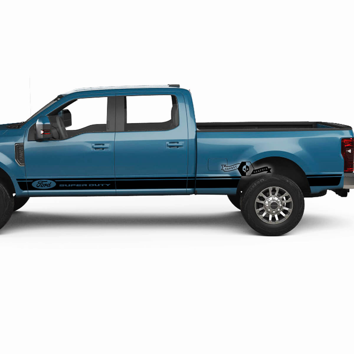Par Ford Super Duty 2023 Rocker Panel Stripes Body Doors Calcomanías Pegatinas laterales Logo Gráficos Vinilo
