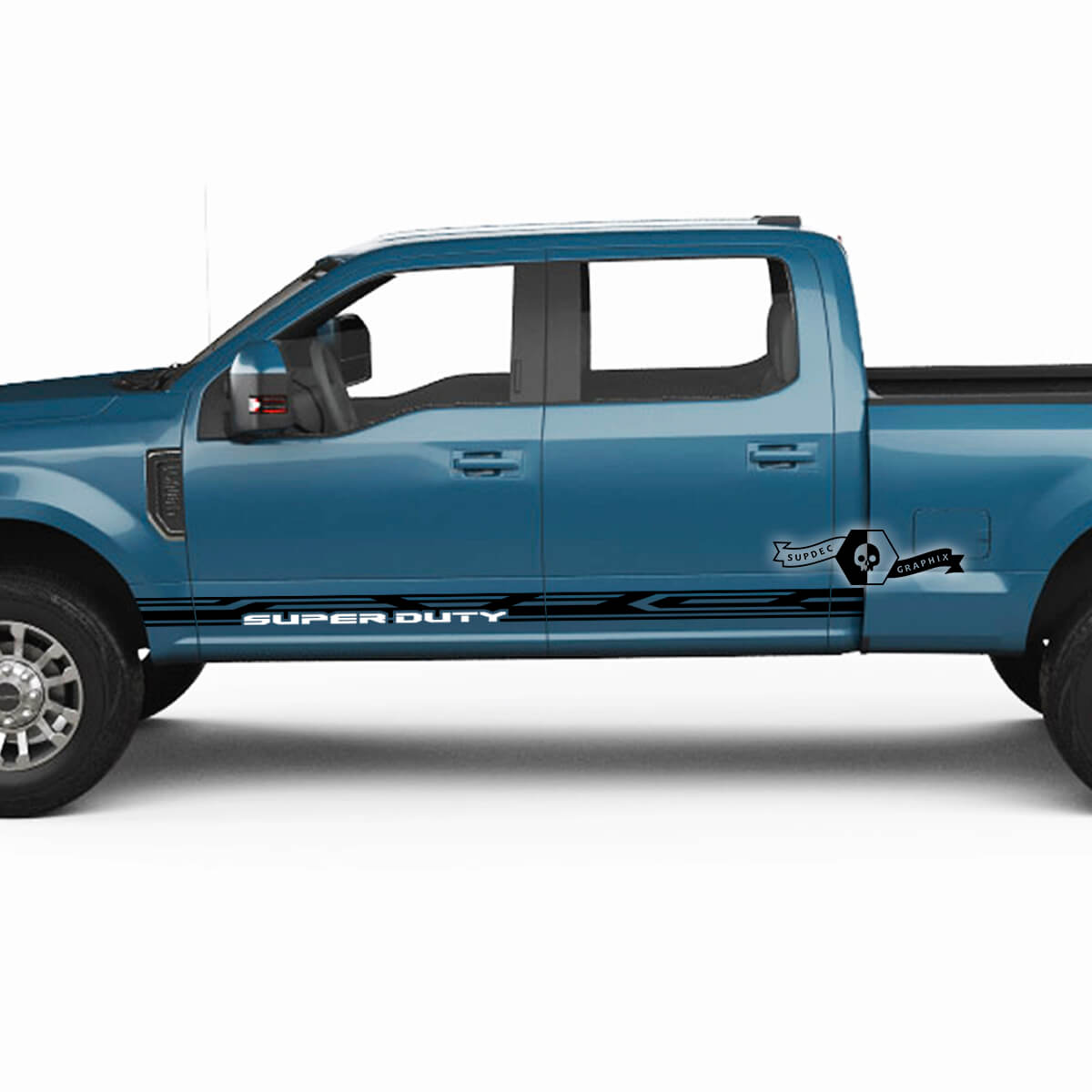 Par Ford Super Duty 2023 Rocker Panel Stripes Body Doors Calcomanías Pegatinas laterales Logo Gráficos Vinilo 2 colores
