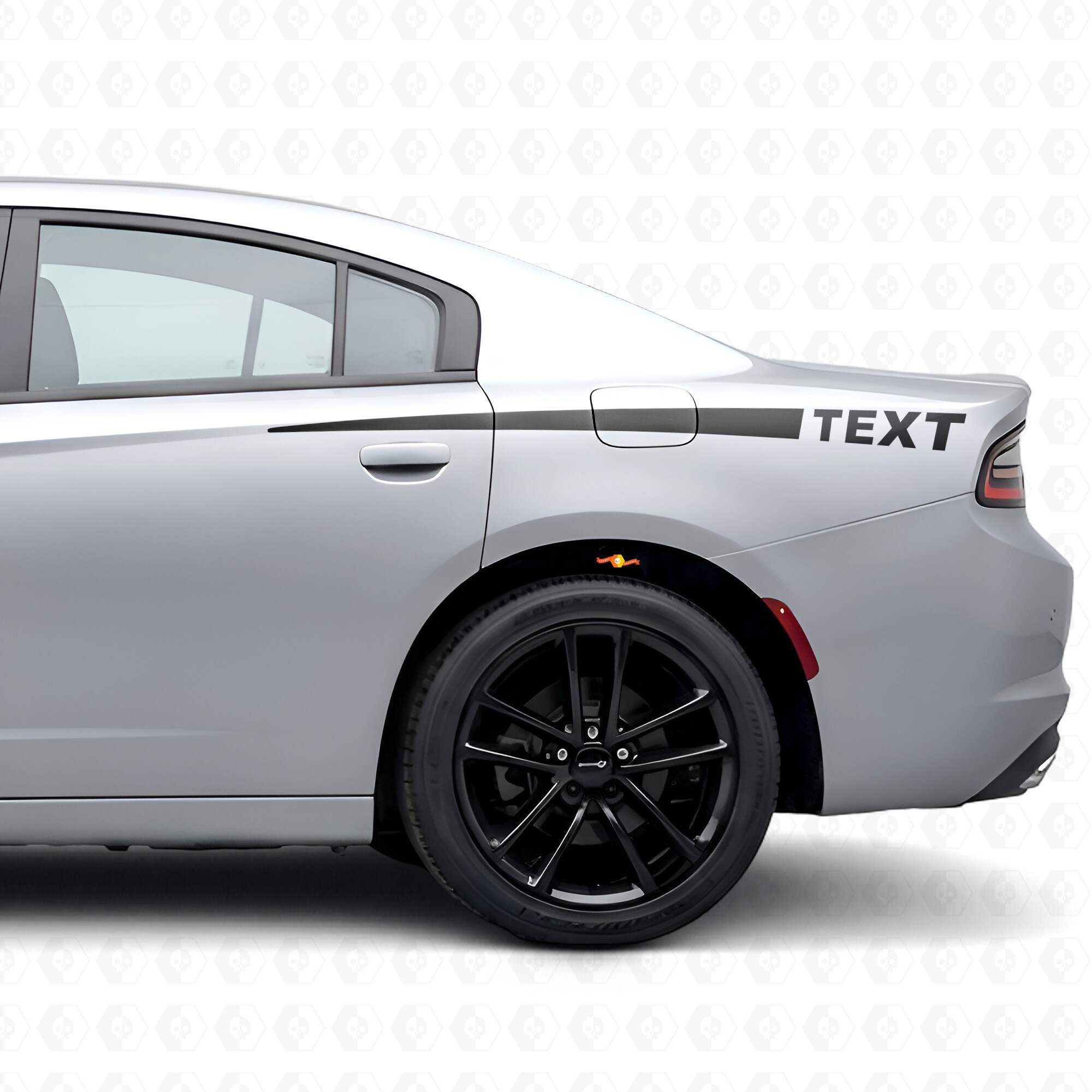 Vinilo adhesivo lateral con rayas y texto personalizado para Dodge Charger 2015-2026