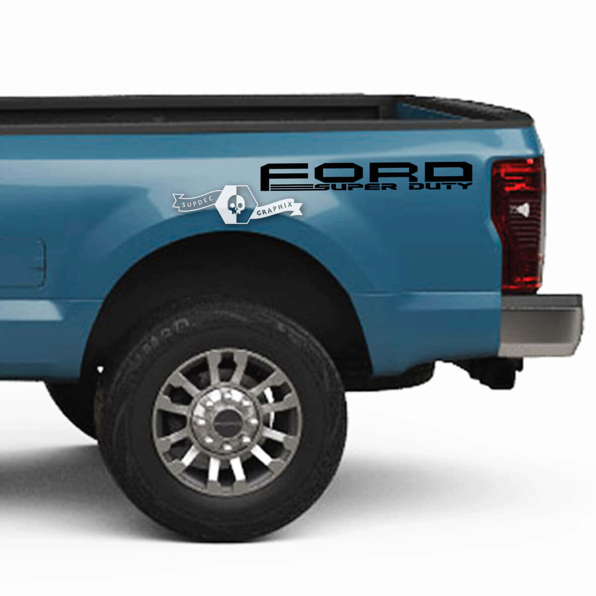 Par Ford Super Duty 2023 Logo Bed Fender Calcomanías Pegatinas laterales Gráficos Vinilo
