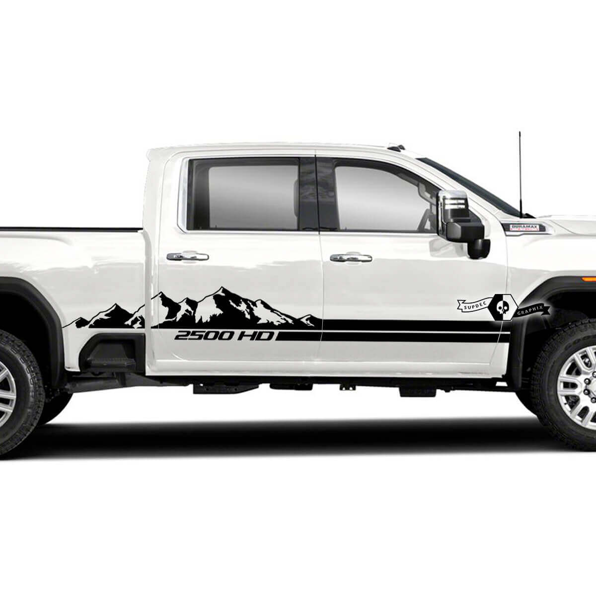 Kit de pegatinas de vinilo con franjas laterales estilo montaña para GMC Sierra 2500HD