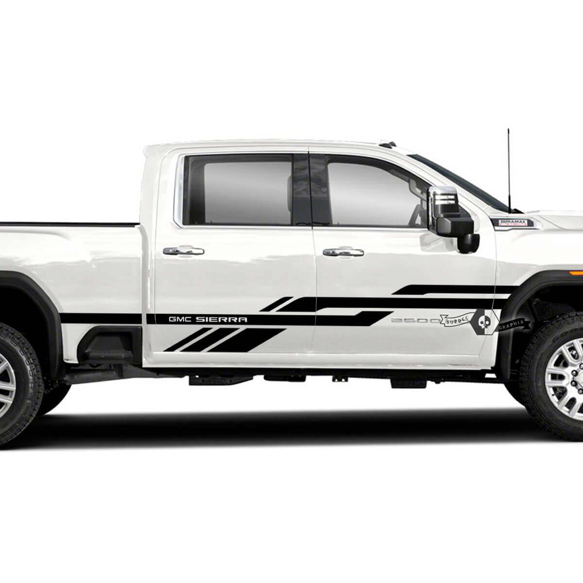 Calcomanías de vinilo con franjas laterales entrelazadas para GMC Sierra 2500HD 2022-2023