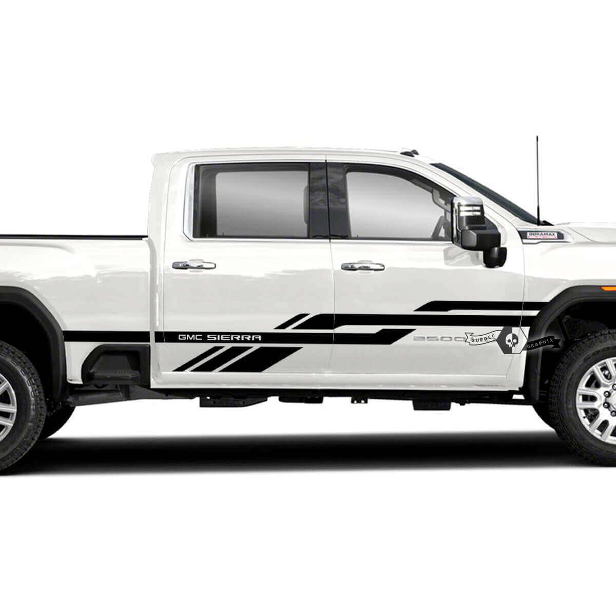 Calcomanías de vinilo con franjas laterales entrelazadas para GMC Sierra 2500HD 2022-2023