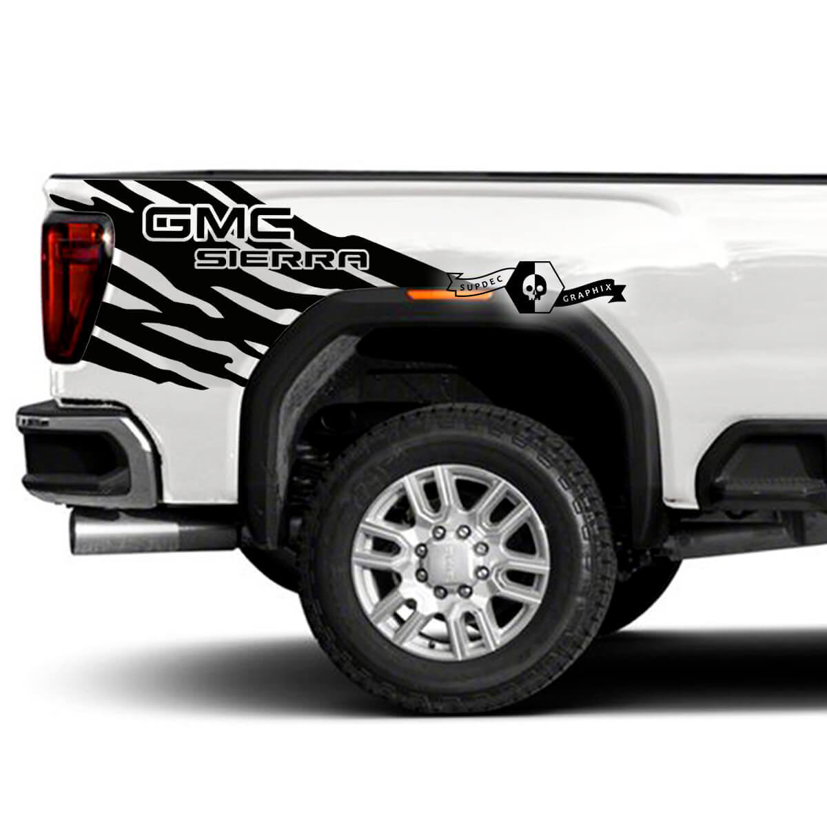 Juego de adhesivos vinilo de franjas laterales traseras para salpicaduras de barro para GMC Sierra 2500HD