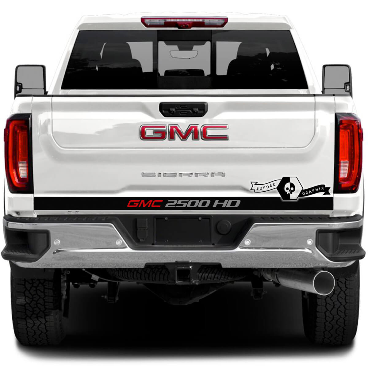 Calcomanía de vinilo con franjas y letras GMC para portón trasero GMC Sierra 2500HD 2022-23