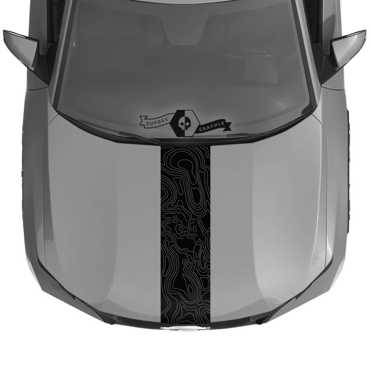 Hood Topographic Map Topo Lines Vinilo Pegatinas Calcomanía Ajuste gráfico para Hyundai Santa Cruz
