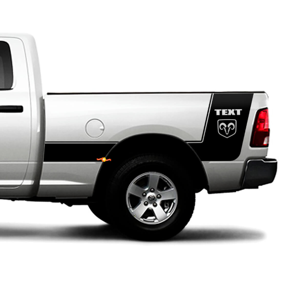 Pegatina de vinilo personalizada con franjas y logo Hemi para el lateral de cama de Dodge Ram 1500