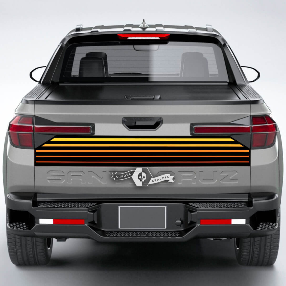 Adhesivo de vinilo para portón trasero con líneas traseras SunSet, gráficos aptos para Hyundai Santa Cruz 2023
