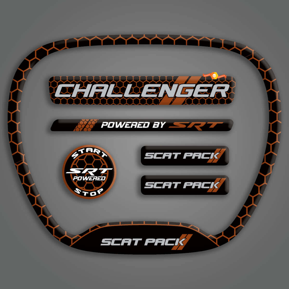 Kit de calcomanías interiores de gel 3D panal para Dodge Challenger 2015+