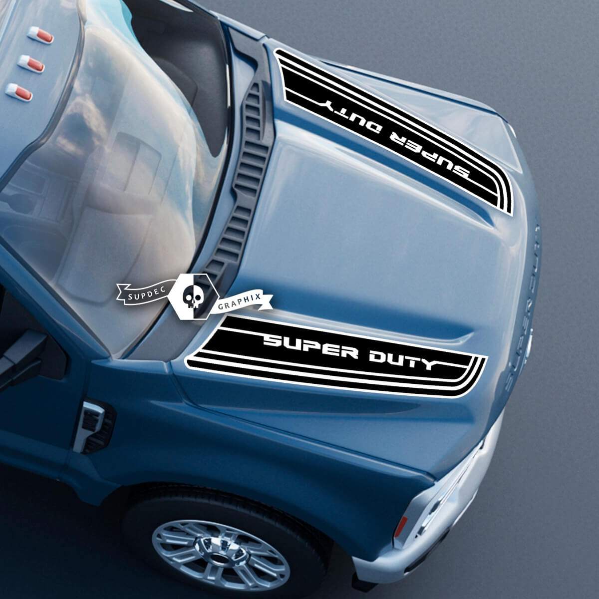 Capó Ford Super Duty 2023 Up Lines Calcomanías duales Pegatinas Gráficos Vinilo 2 colores
