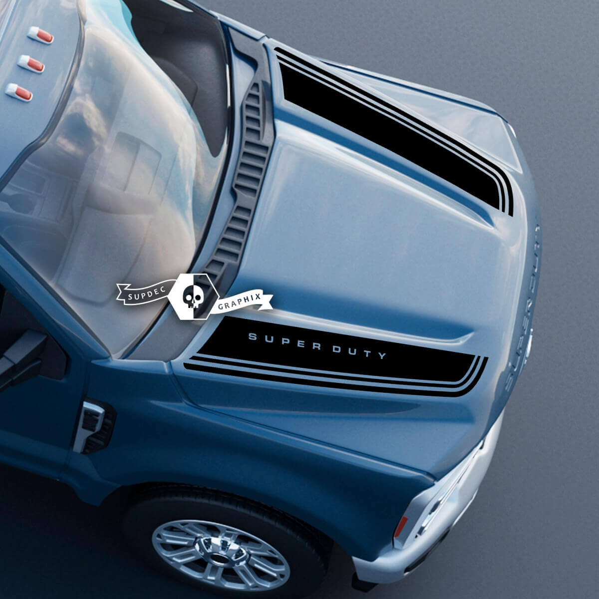 Capó Musclecar Super Duty 2023 Up Lines Dual Logo Trim Calcomanías Pegatinas Gráficos Vinilo
