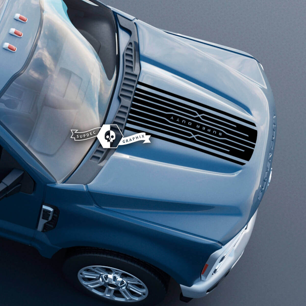 Capó Ford Super Duty 2023 Up Logo Trim Calcomanías Pegatinas Gráficos Vinilo
