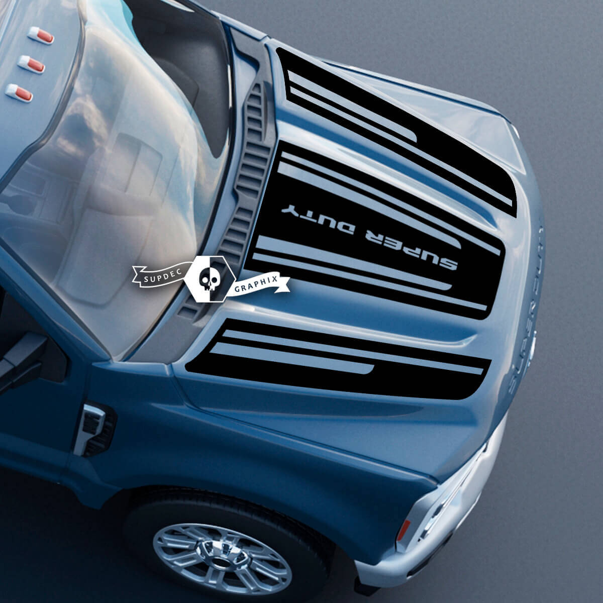 Capó Musclecar Super Duty 2023 Up Lines Logo Trim Calcomanías Pegatinas Gráficos Vinilo Kits completos
